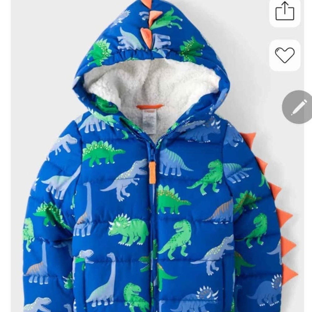 Gymboree Vibrant Blue Dinosaur Puffer Coat